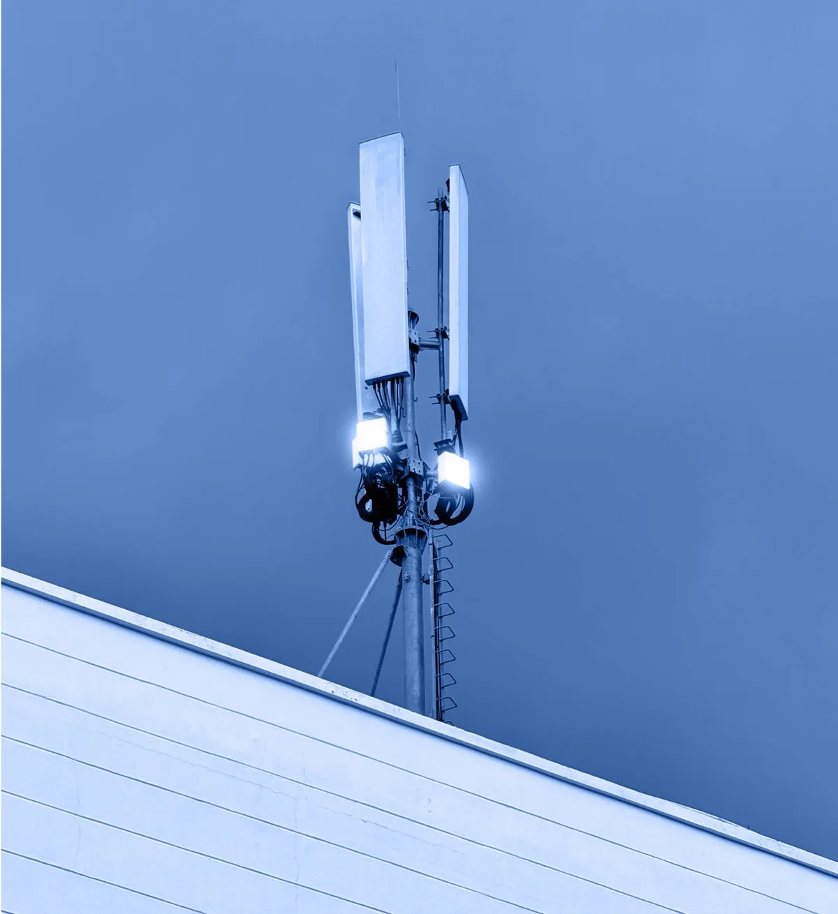 A sensor node mounted on a cell tower