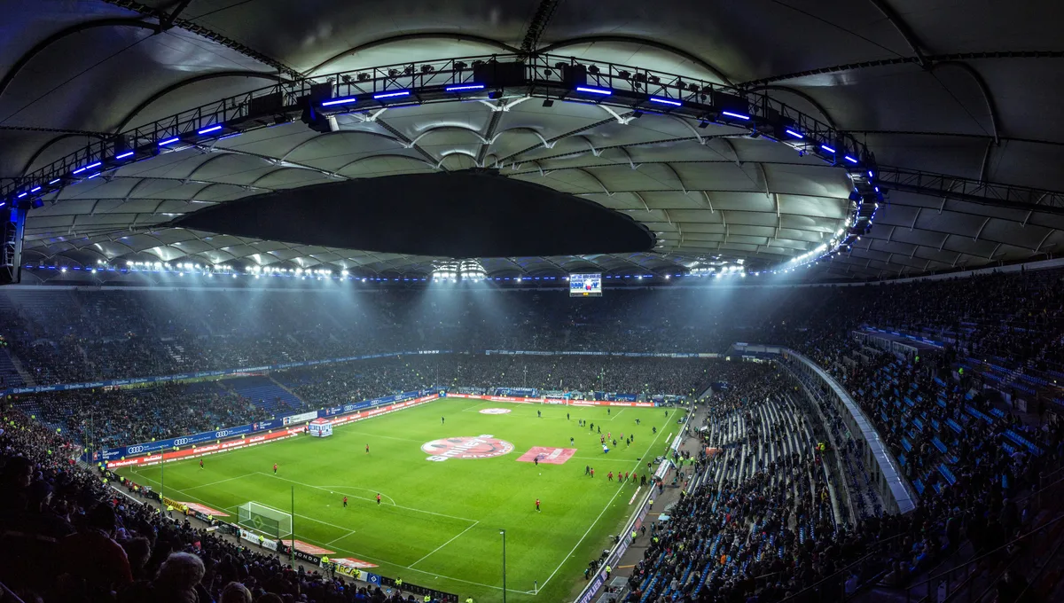 Large stadium prepared for an event